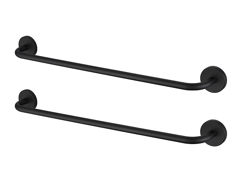 Auralum MAX 2PCS Porte-Serviettes de Salle de Bain,Auto-adhésif ou Perçage Porte Serviettes Mural 60CM,Support Serviettes Noir en INOX 304 Fixé au Mur