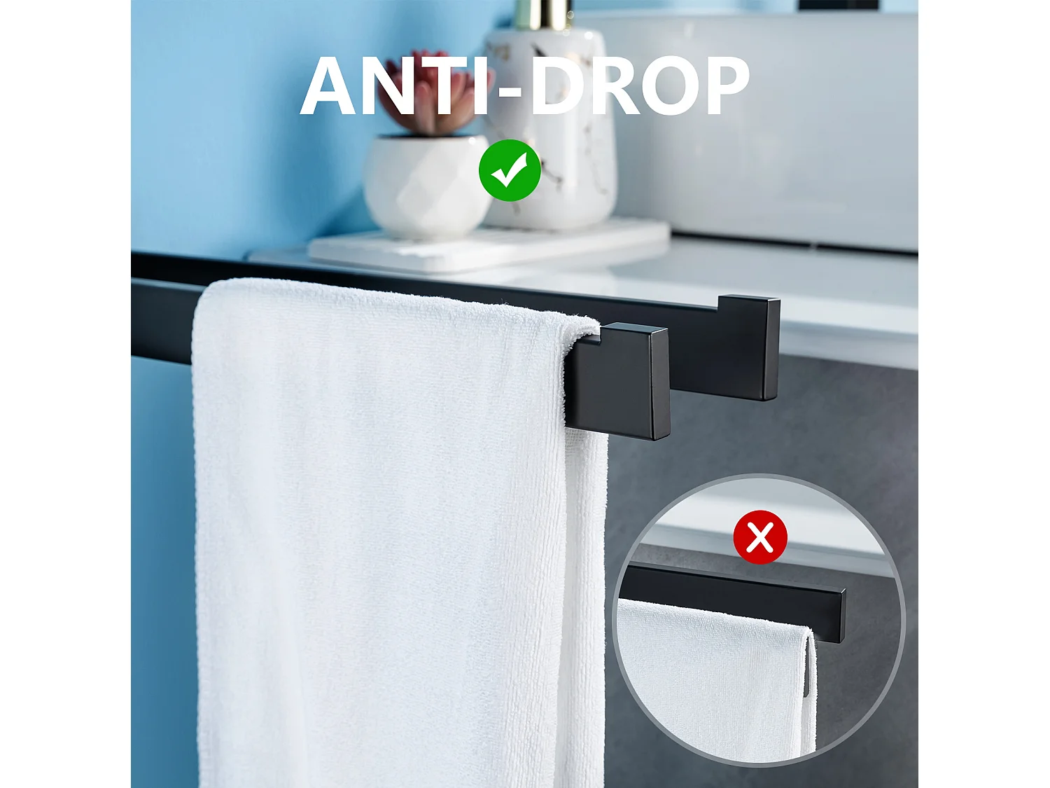 Auralum MAX 2 Piezas Toallero de Baño, Toallero Doble Adhesivo/Perforación, Toallero de Pared de Dos Brazos para Baño Cocina, Negro