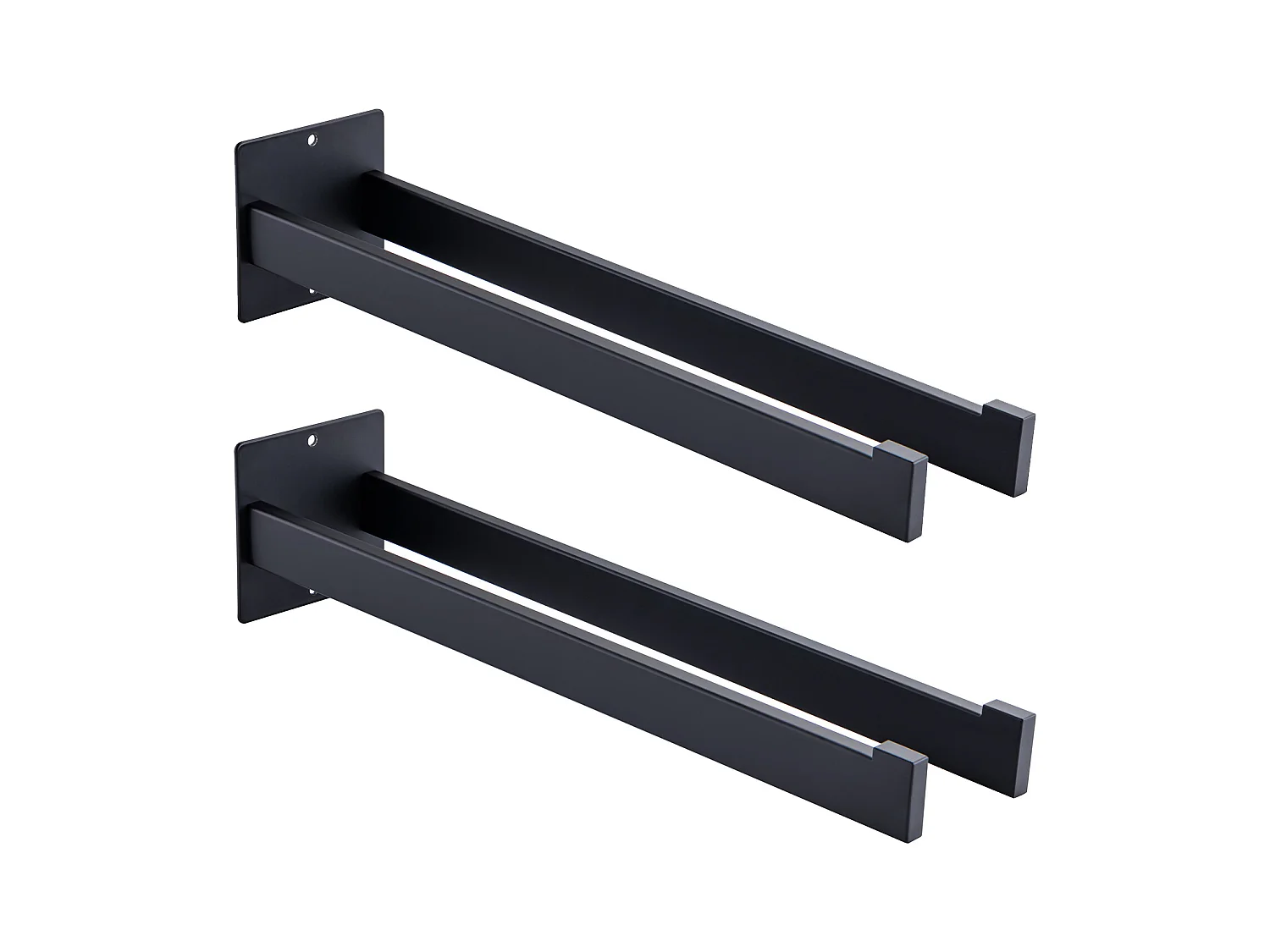 Auralum MAX 2pcs Porte Serviettes Salle Bain,Double Porte-Serviettes Adhésif/Percage,Support Serviette Deux Bras Murale pour Salle Bain Cuisine,Noir
