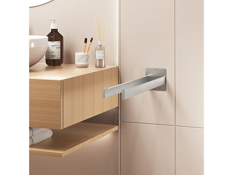 Auralum MAX Portasciugamani da Bagno,Portasciugamani con Doppio Adesivo/Foratura,Portasciugamani a Due Bracci a Parete per Bagno Cucina, Spazzolato