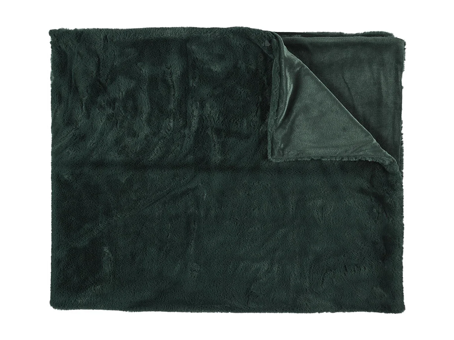 Plaid en polyester 120x150 cm FLEUR DE LUNE fausse fourrure avec lanières vert sapin