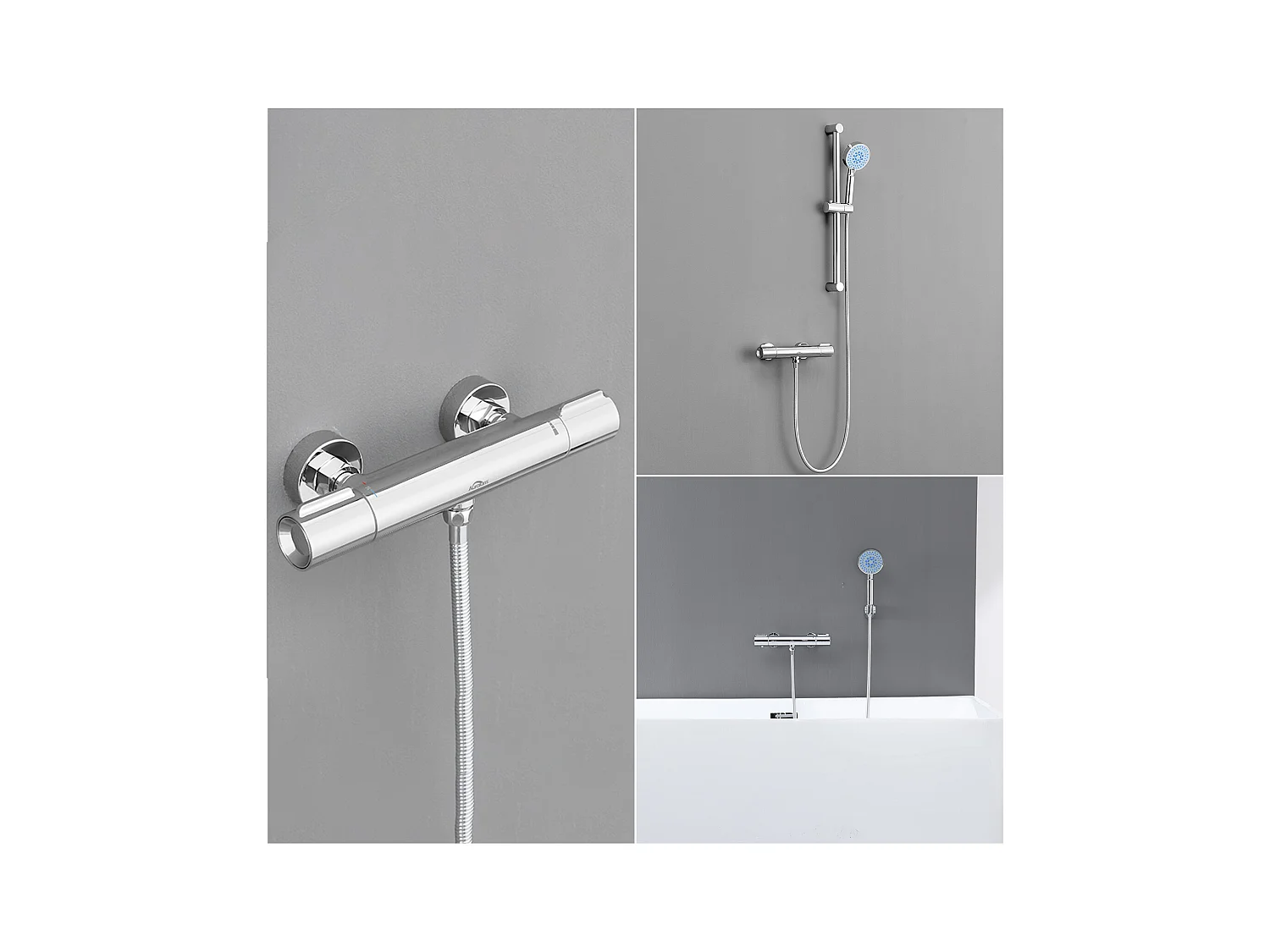 Verchroomde douche thermostatische douchemengkraan,Anti-verbranding thermostatische douchekraan met beveiligde knop bij 38°C ,Messing douchemengkraan