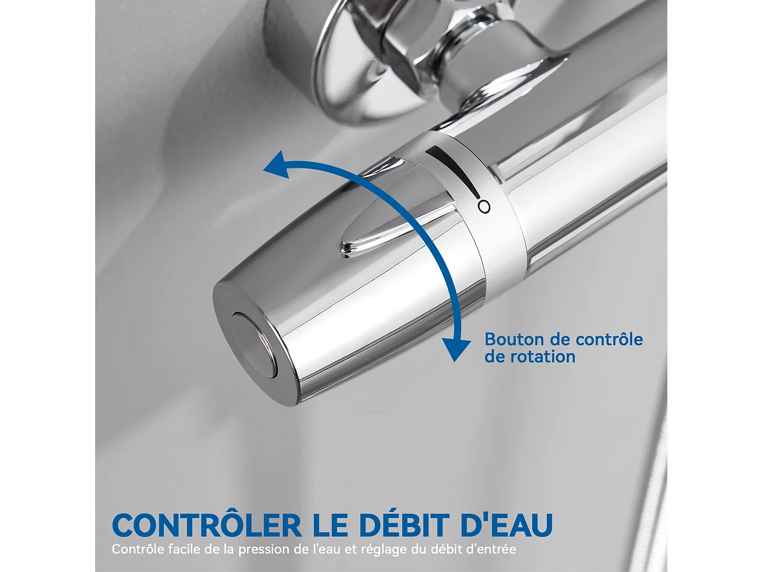 Auralum Max Mitigeur de Douche Thermostatique à Fixation Murale Anti-brûlure, Robinet d'Eau Chaude/Froide,Température Constante de 38°,Chromé