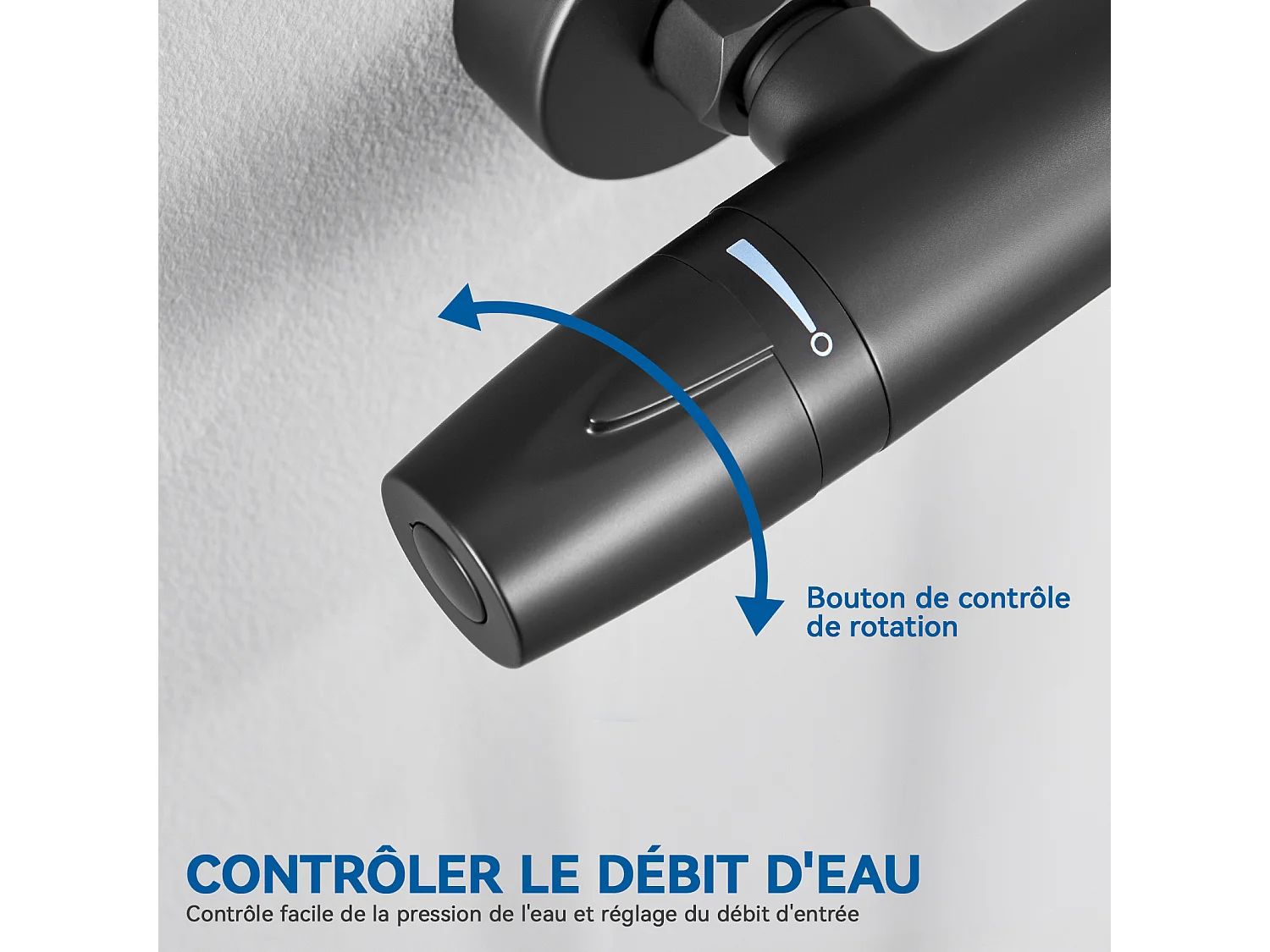 Auralum Max Mitigeur de Douche Thermostatique à Fixation Murale Anti-brûlure, Robinet d'Eau Chaude/Froide,Température Constante de 38°,Noir