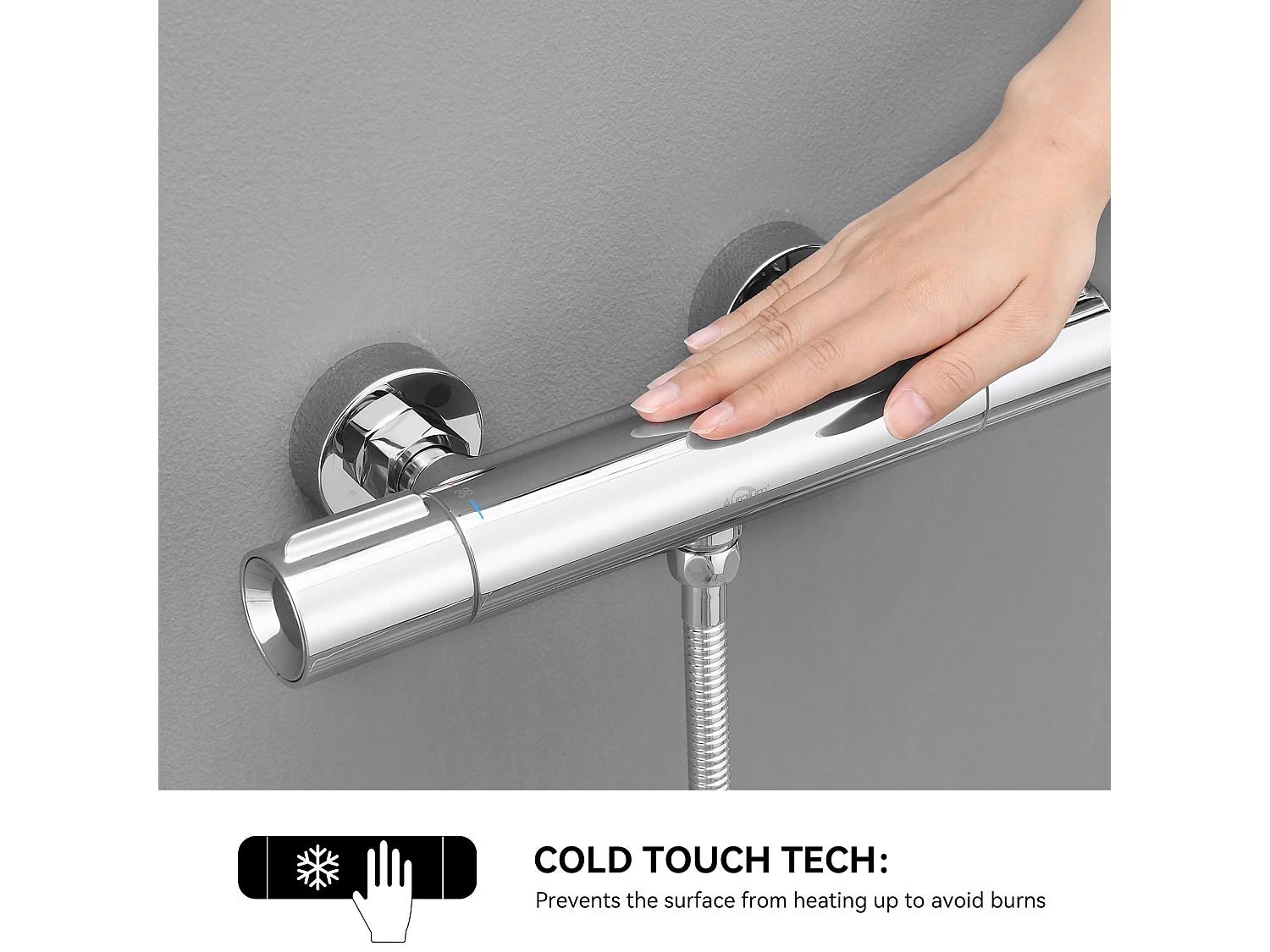 Mitigeur Thermostatique Douche Chromé,,Murale Robinet Thermostatique Douche avec Bouton Sécurisé à 38°C Anti-brûlure ,Mitigeur Douche Laiton