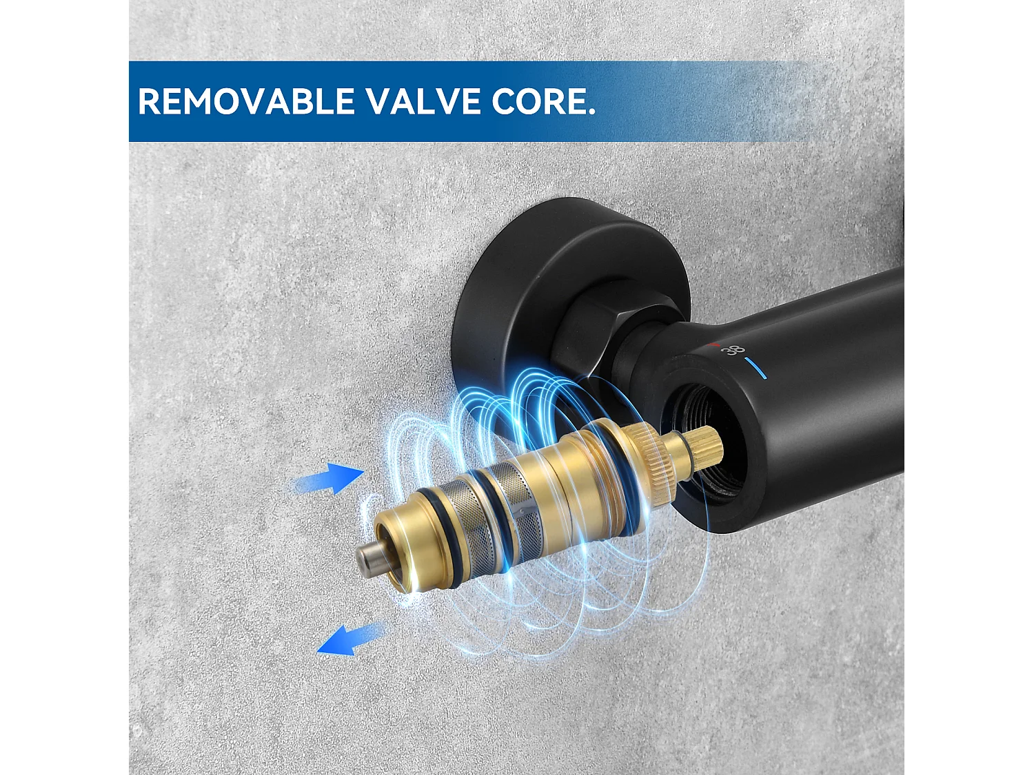 Mattschwarzer Thermostat-Brausemischer, wandmontierter Thermostat-Brausenhahn mit 38 °C Verbrühschutzknopf, Messing-Brausemischer