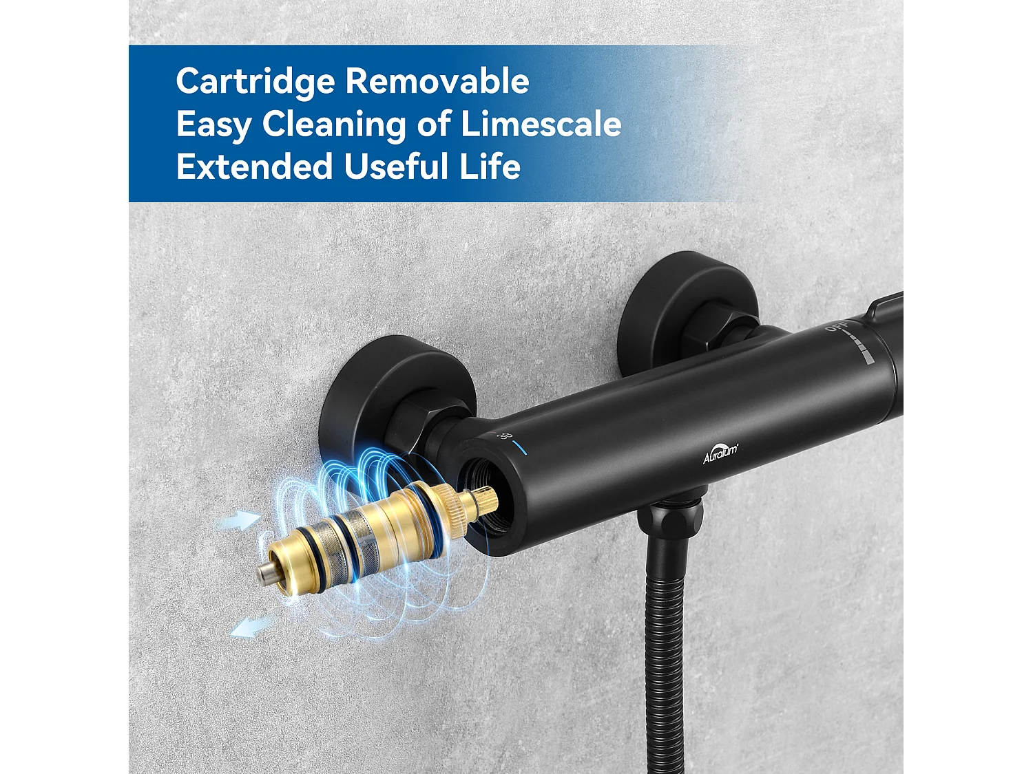 Douche Thermostatische Mengkraan Mat Zwart,,Muur Thermostatische Douchekraan met 38°C Veilige Knop Anti-verbranding ,Messing Douchemengkraan