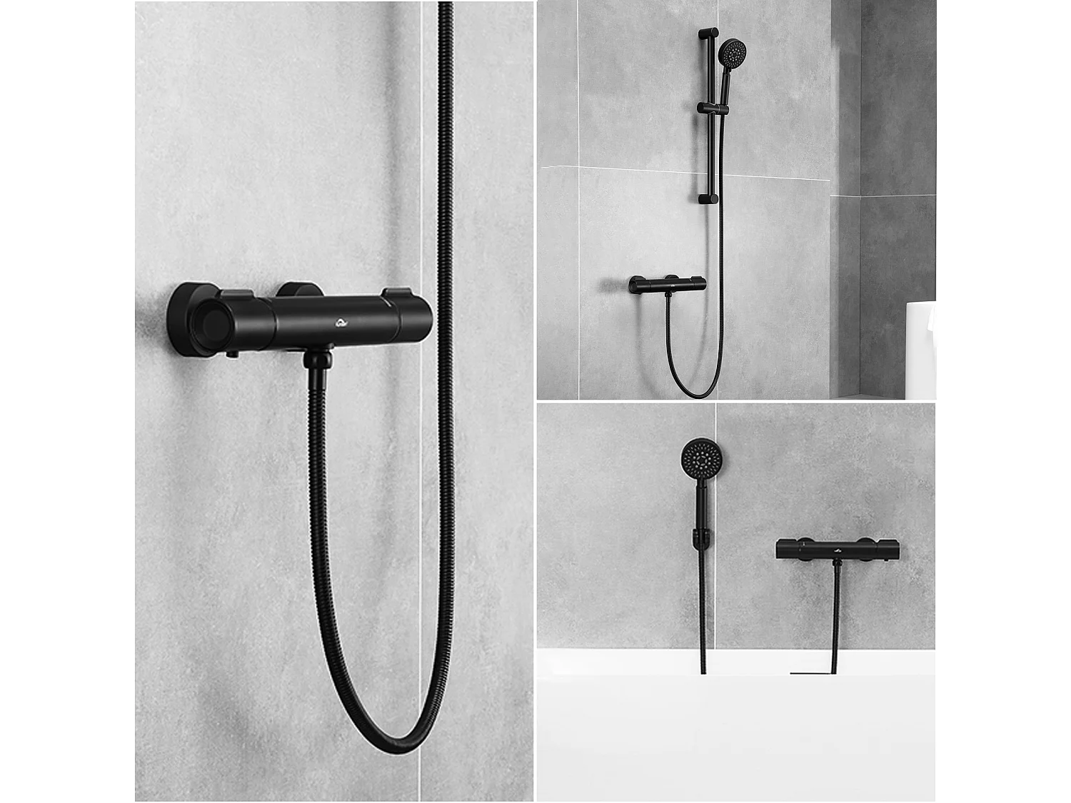 Schwarzer Thermostat-Brausemischer, Verbrühungsschutz-Thermostat-Brausehahn mit 38 °C-Sicherheitsknopf, Messing-Brausemischer