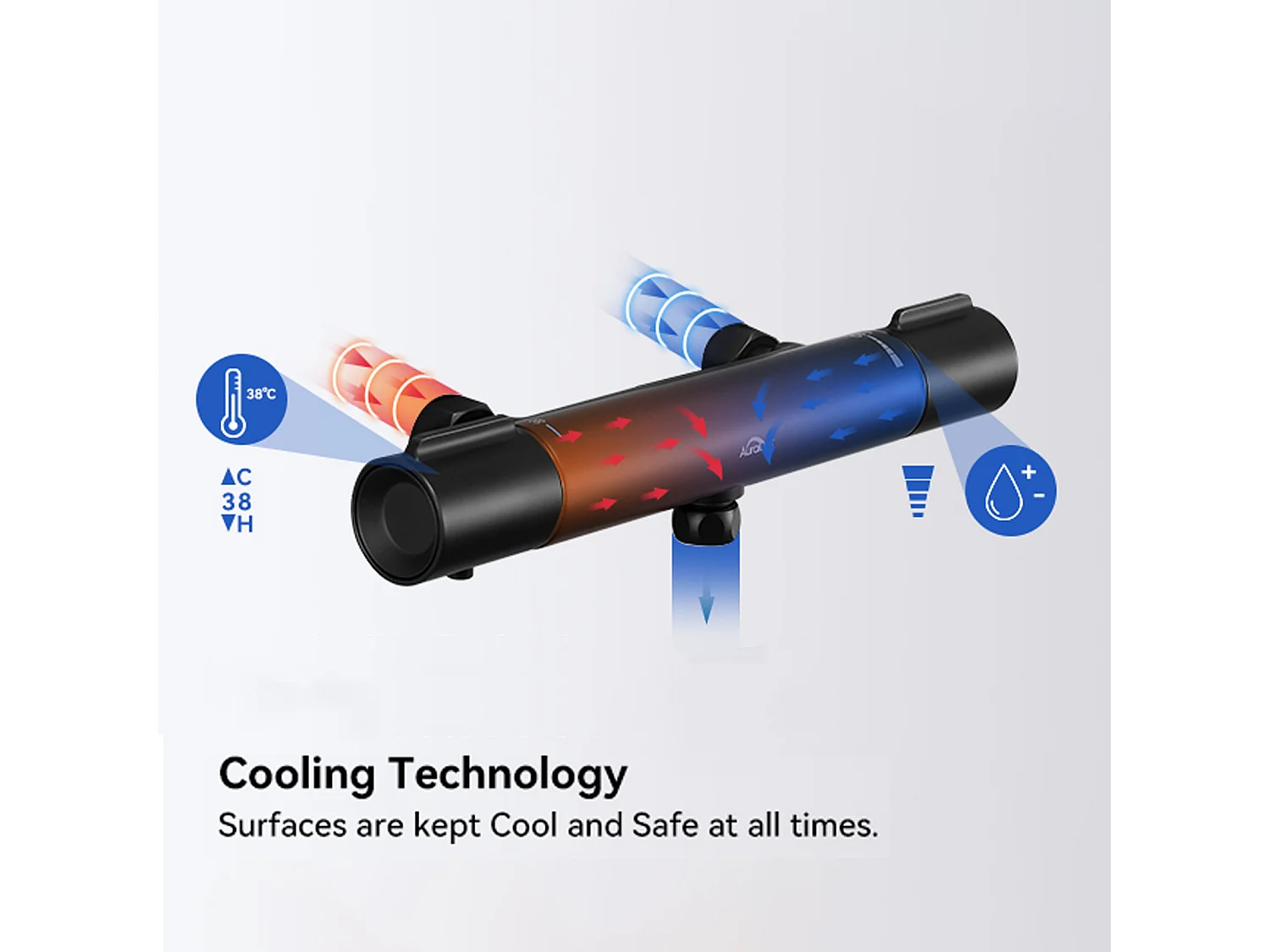Schwarzer Thermostat-Brausemischer, Verbrühungsschutz-Thermostat-Brausehahn mit 38 °C-Sicherheitsknopf, Messing-Brausemischer