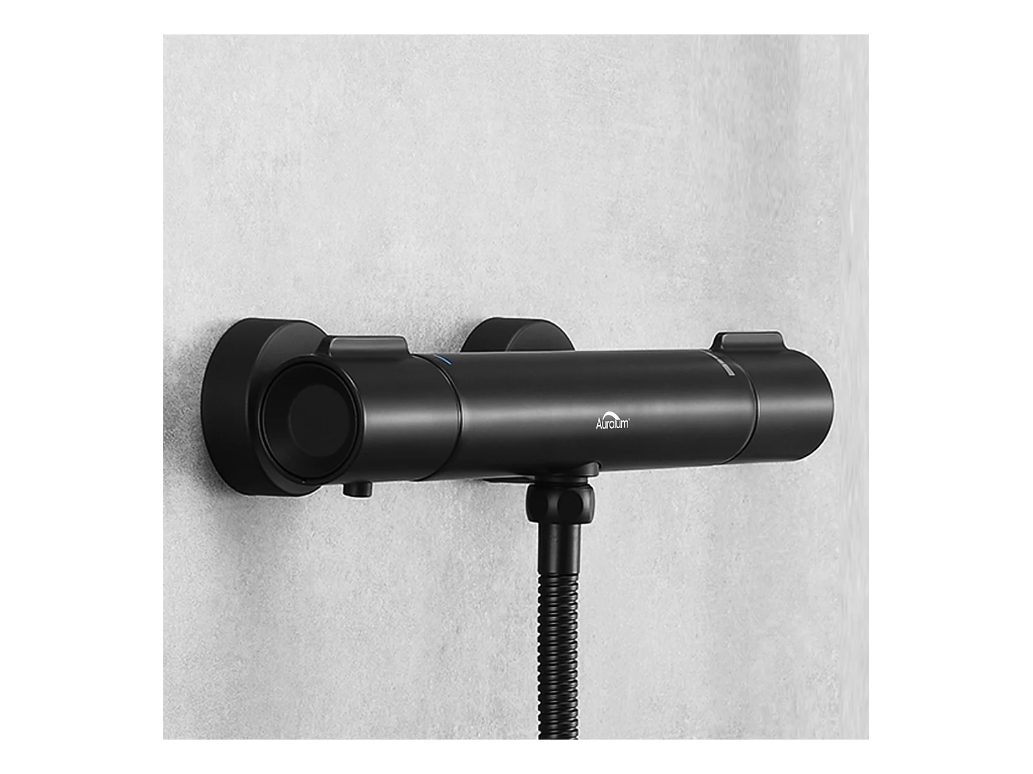 Mitigeur Thermostatique Douche Noir,Robinet Thermostatique de Douche Anti-brûlure avec Bouton Sécurisé à 38°C ,Mitigeur Douche en Laiton