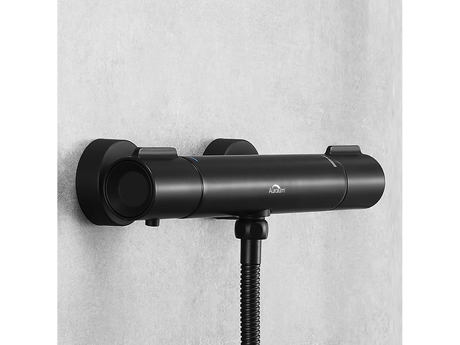 Zwarte douche thermostatische mengkraan,Anti-brand douche thermostatische kraan met 38°C veilige knop, messing douchemengkraan