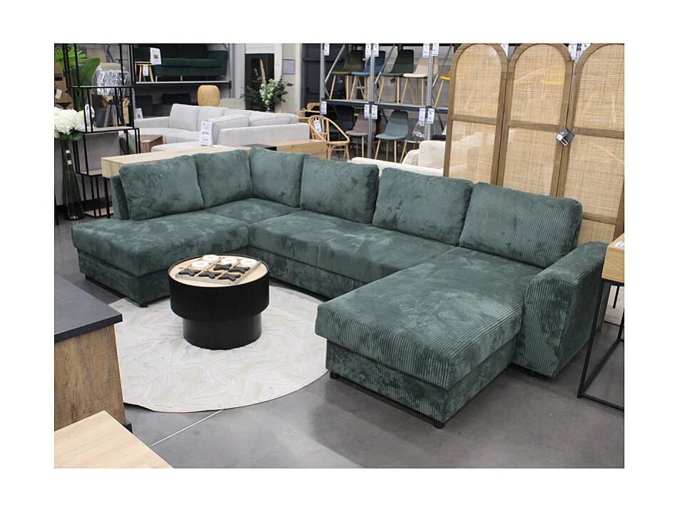 Canapé panoramique gauche convertible Magda vert