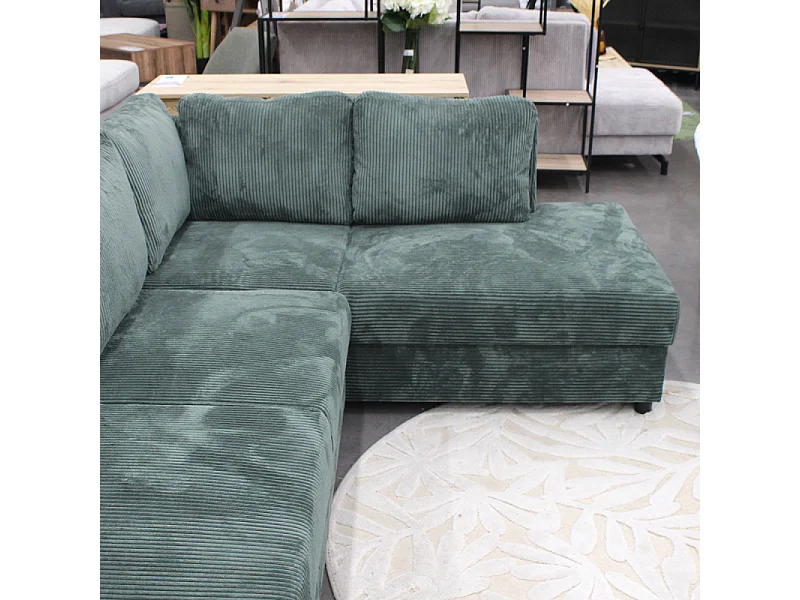 Canapé panoramique droit convertible Magda vert