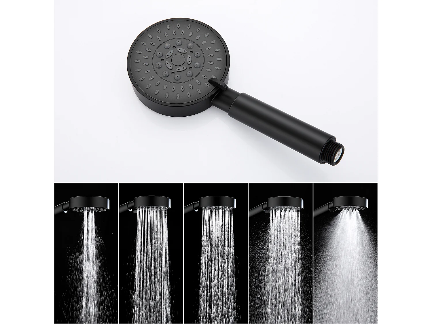 Badmengkraan met Handdouche Mengset Badkraan Waterval, Zwart + Handdoekhouder Badkamer Zelfklevend/Boren, Roestvrij Staal, Zwart, 40 CM