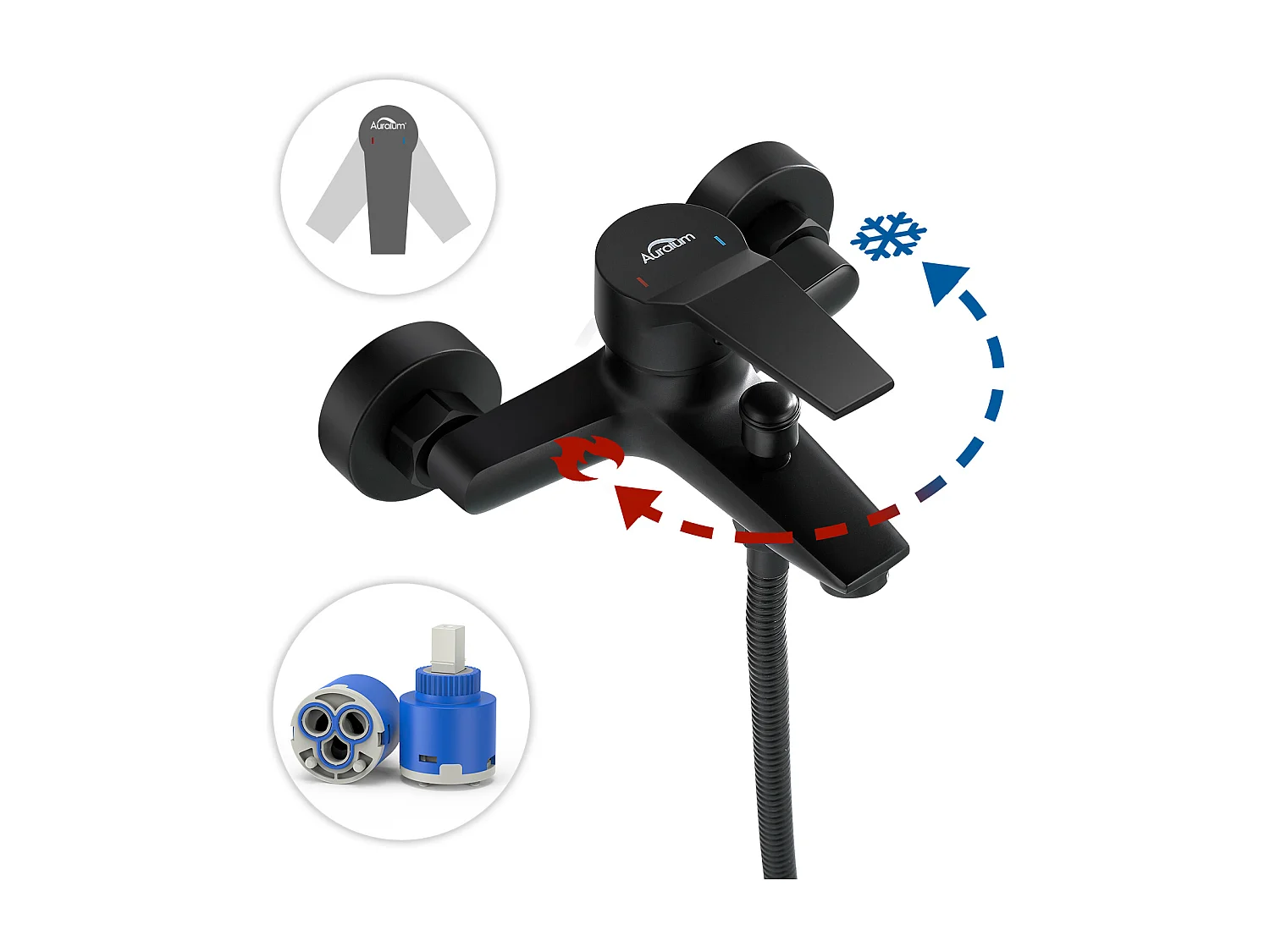 Miscelatore per vasca a cascata,con doccetta Kit miscelatore per vasca bagno,nero+portasciugamani bagno, autoadesivo/perforazione,60 cm,inossidabile