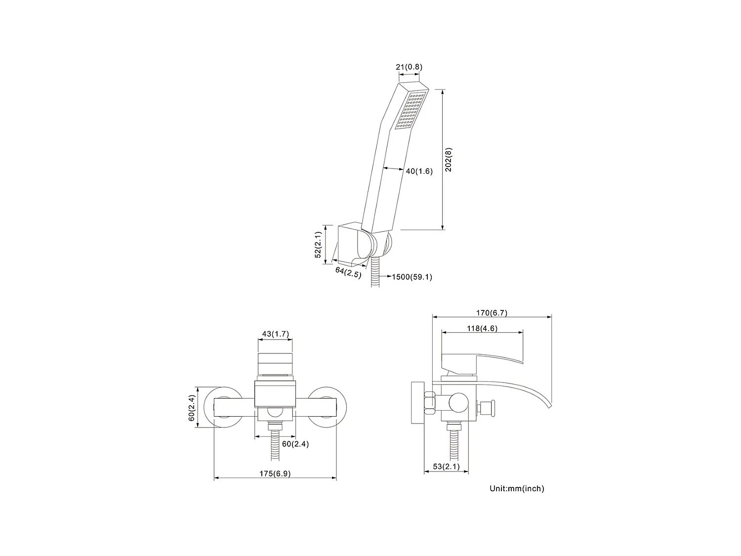Auralum max Waterval Badmengkraan met Waterbesparende Douchekop, Messing, Chroom + SetBadkamer Accessoire 6 Stuks, RVS, Geborsteld