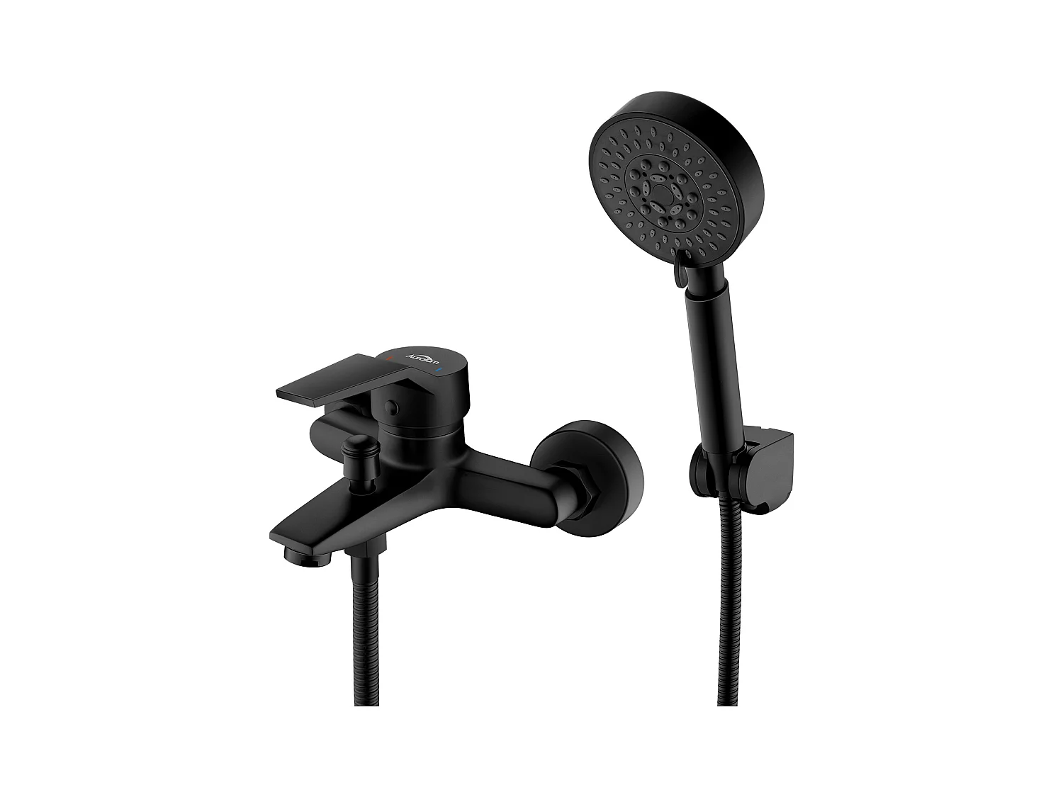 Badewannenmischbatterie mit Handbrause-Mischbatterie-Set, Wasserfall-Badewannenhahn, Badezimmer-Badewannenmischer, Einhebelmischer, Schwarz