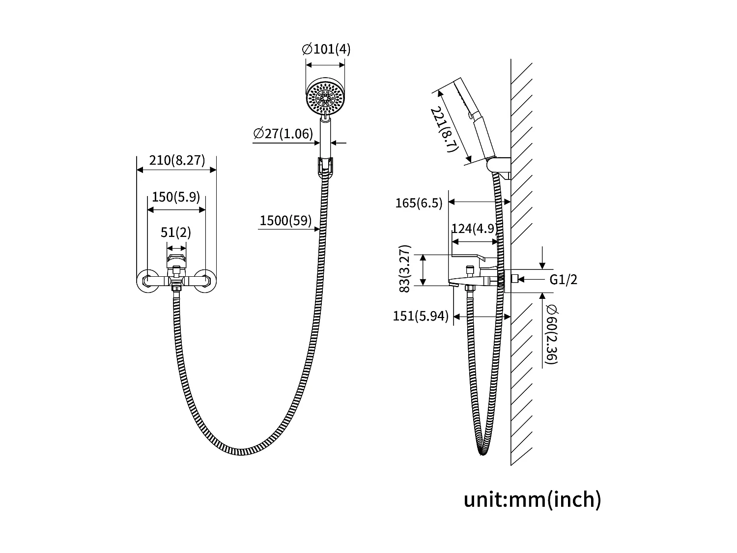 Badewannenmischbatterie mit Handbrause-Mischbatterie-Set, Wasserfall-Badewannenhahn, Badezimmer-Badewannenmischer, Einhebelmischer, Schwarz