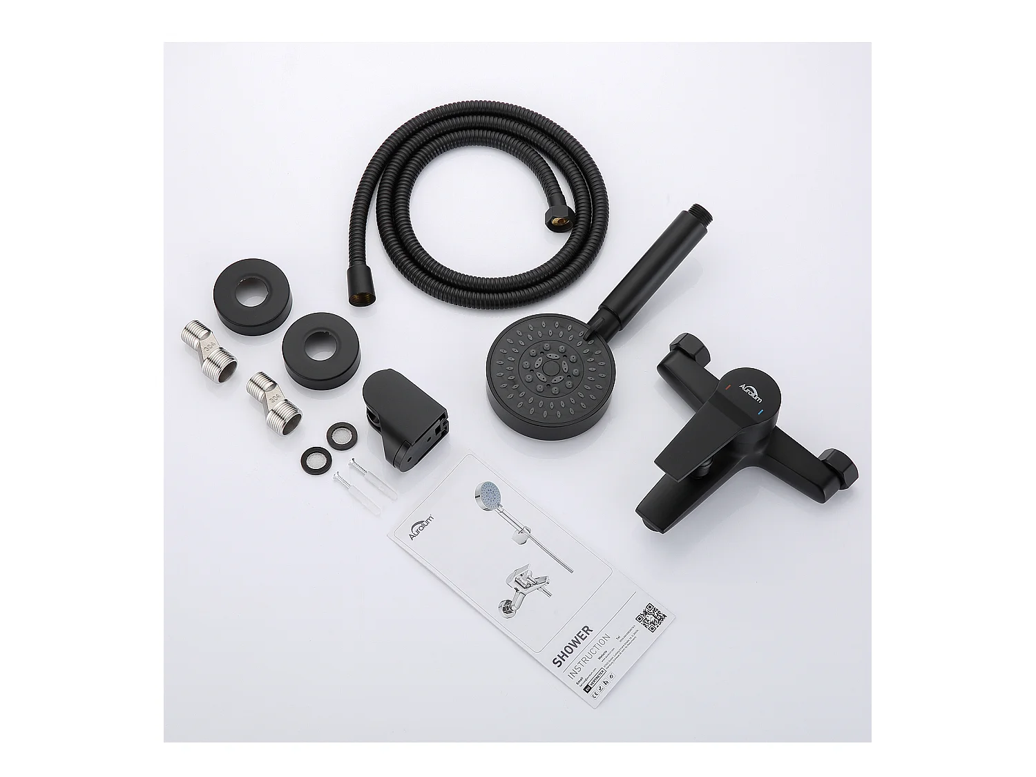 Badewannenmischbatterie mit Handbrause-Mischbatterie-Set, Wasserfall-Badewannenhahn, Badezimmer-Badewannenmischer, Einhebelmischer, Schwarz