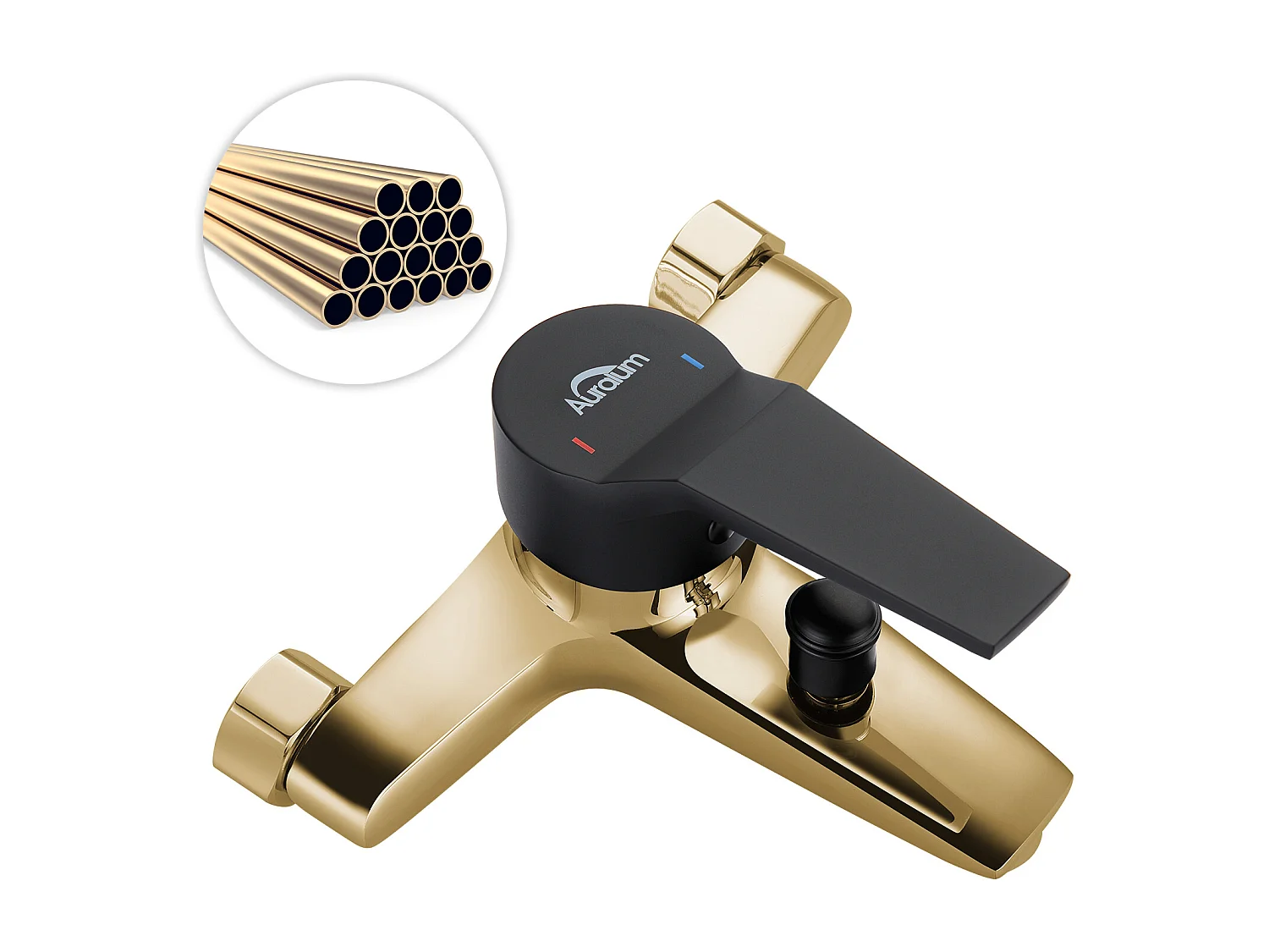 Badewannenmischbatterie mit Handbrause-Mischbatterie-Set, Wasserfall-Badewannenhahn, Badezimmer-Badewannenmischer, Einhebelmischer, Schwarz