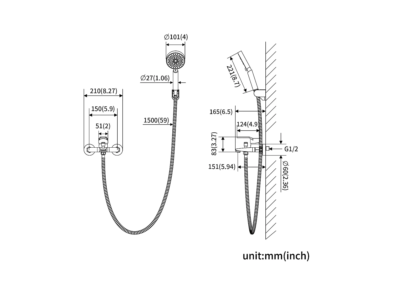 Badewannenmischbatterie mit Handbrause-Mischbatterie-Set, Wasserfall-Badewannenhahn, Badezimmer-Badewannenmischer, Einhebelmischer, Schwarz