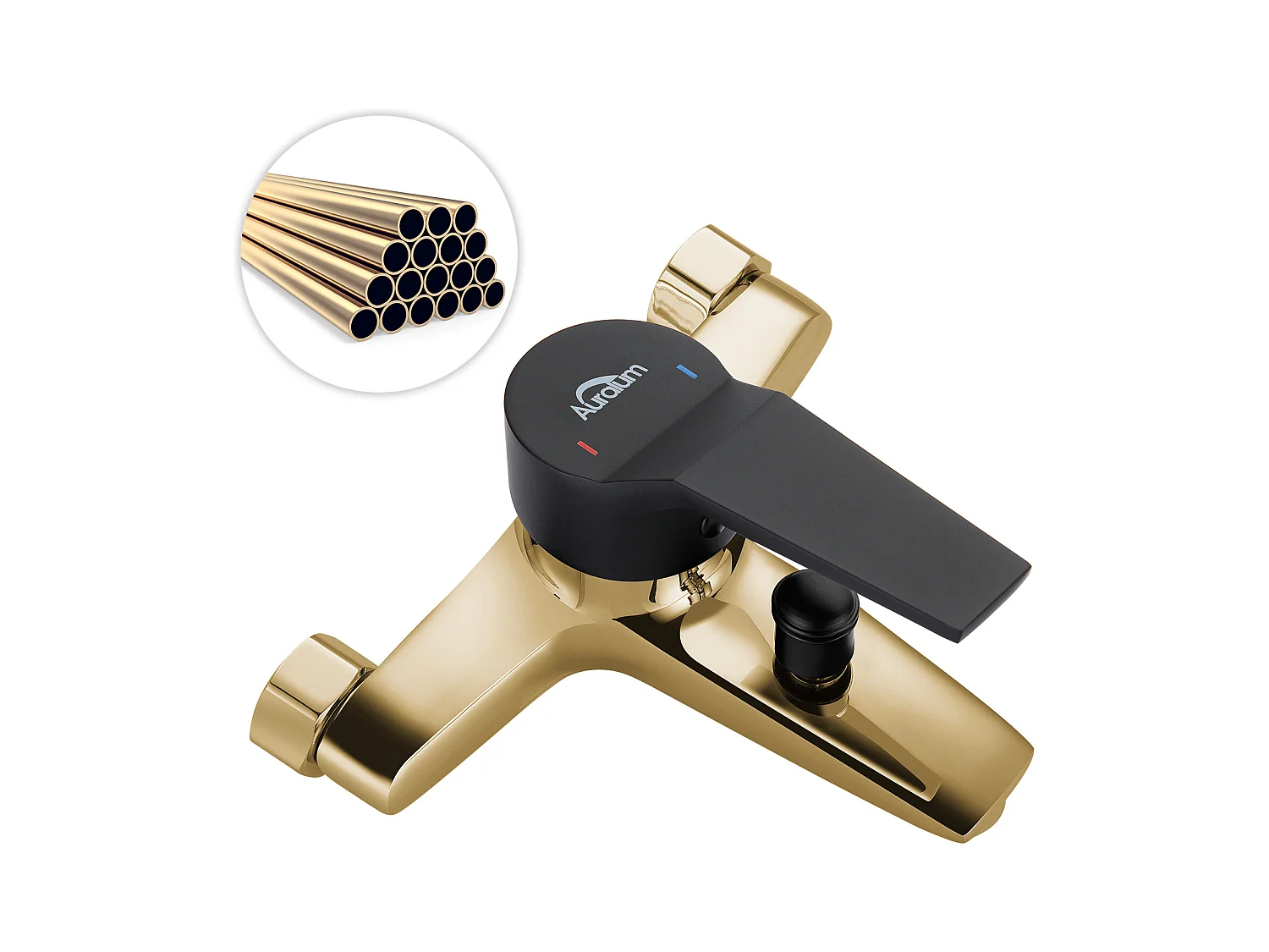 Badewannenmischbatterie mit Handbrause-Mischbatterie-Set, Wasserfall-Badewannenhahn, Badezimmer-Badewannenmischer, Einhebelmischer, Schwarz