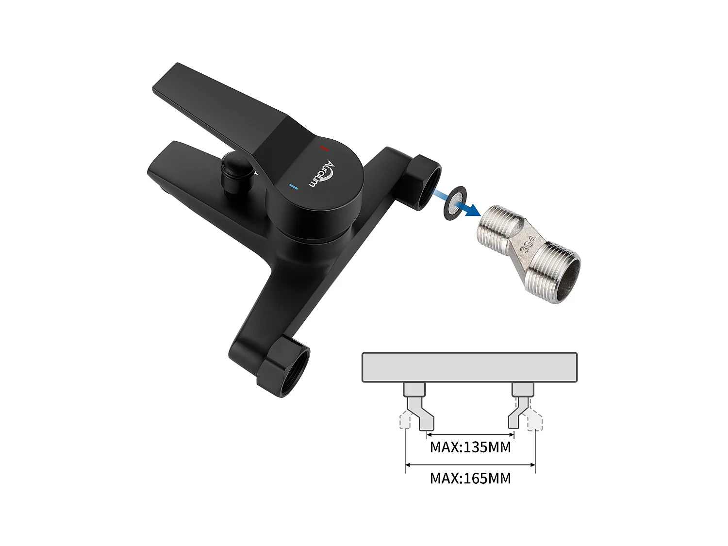 Badewannenmischbatterie mit Handbrause-Mischbatterie-Set, Wasserfall-Badewannenhahn, Badezimmer-Badewannenmischer, Einhebelmischer, Schwarz