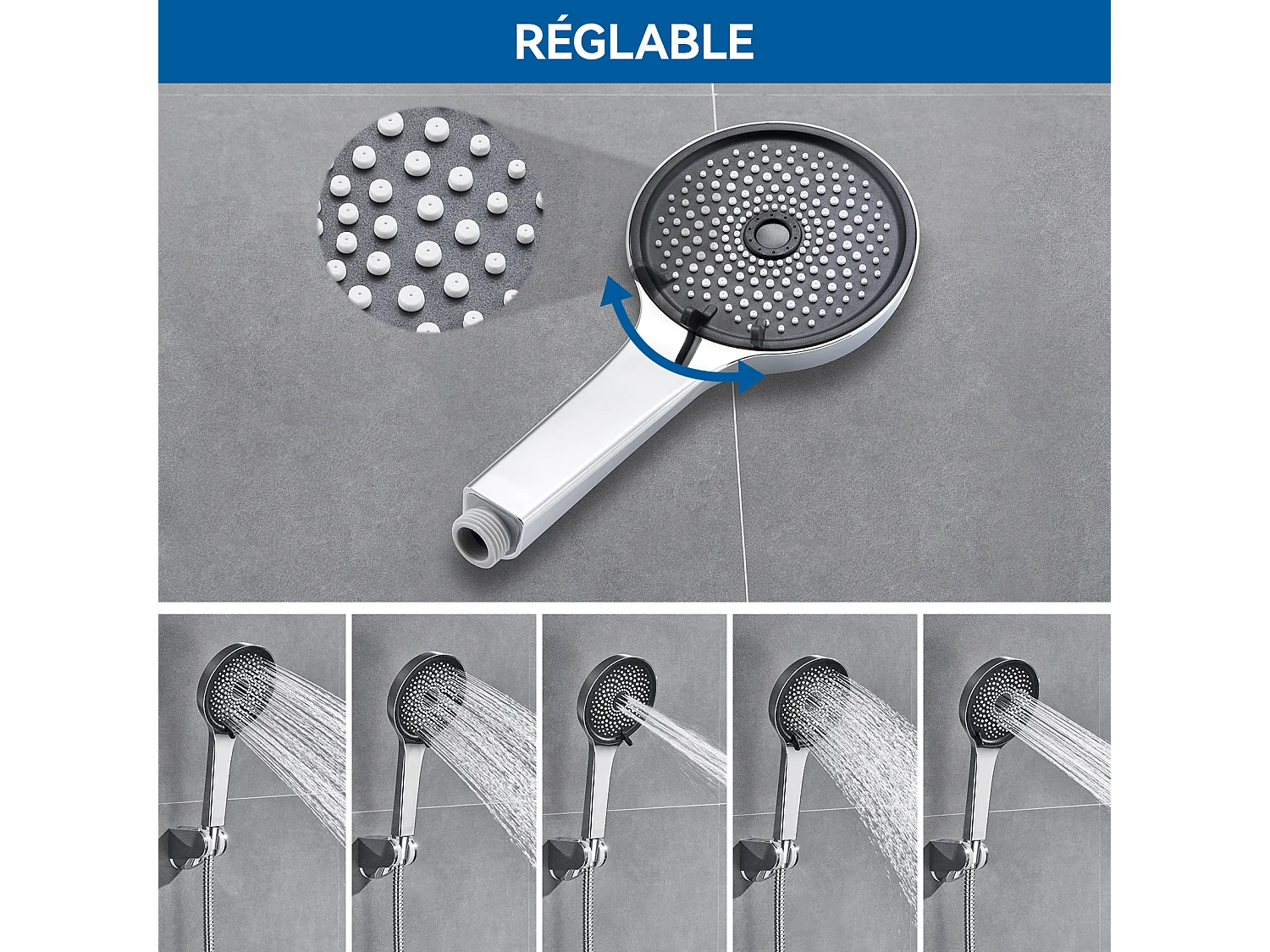 Auralum MAX Wasserfall-Badewannenarmatur, wandmontierte Badewannenmischbatterie mit 5 Modi, Handbrause, Messing-Badezimmermischbatterie, Chrom