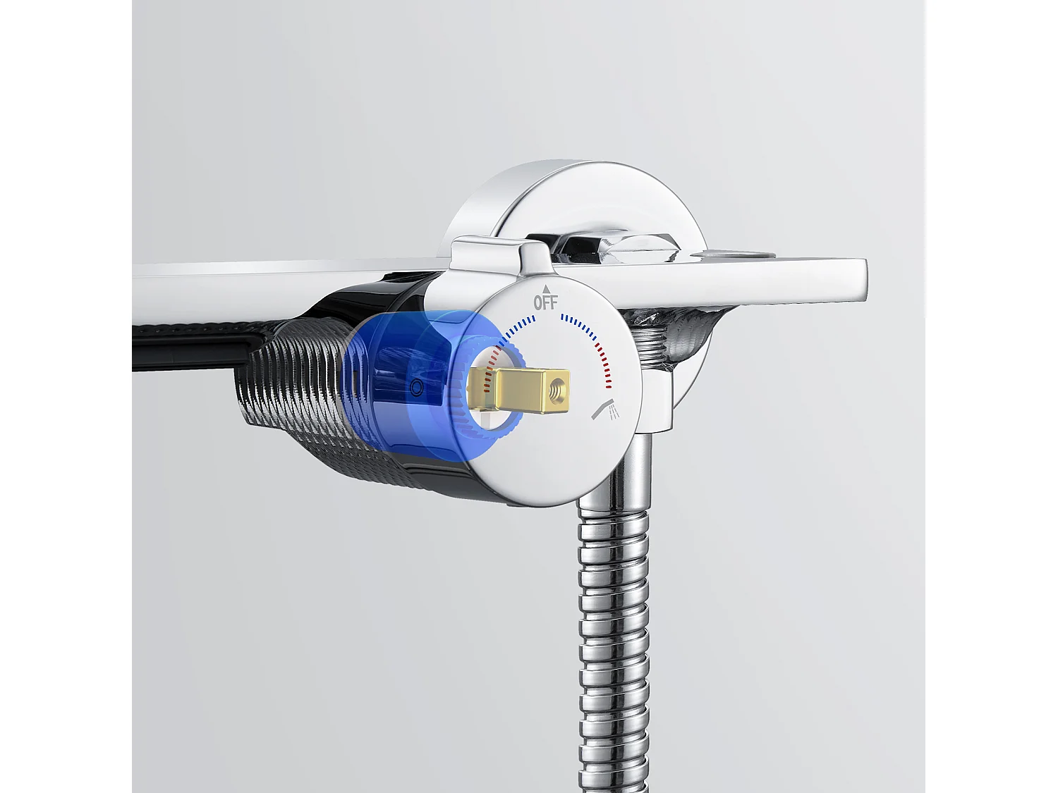 Auralum MAX Wasserfall-Badewannenarmatur, wandmontierte Badewannenmischbatterie mit 5 Modi, Handbrause, Messing-Badezimmermischbatterie, Chrom