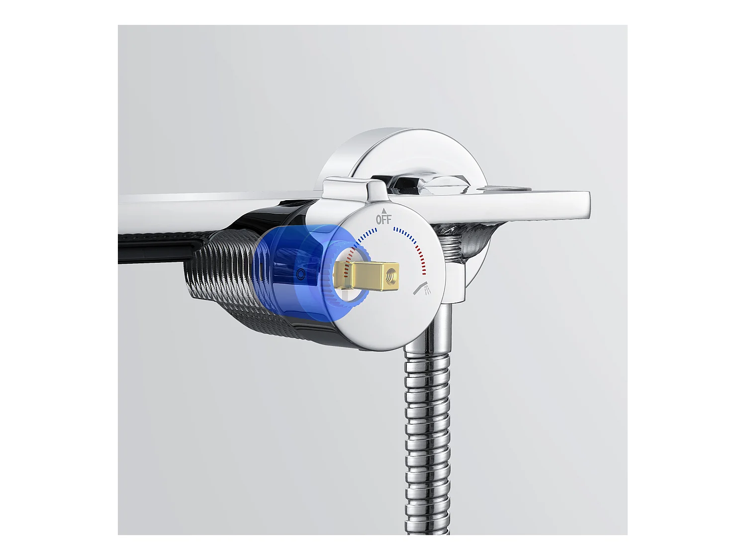 Auralum MAX Grifo para Bañera en Cascada, Mezclador de Bañera de Pared con Ducha de Mano de 5 Modos, Grifo Mezclador de Baño de Latón, Cromo