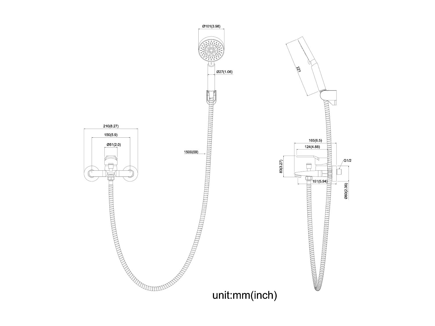 Badewannenarmatur Mischbatterie mit Handbrause Badewanne Dusche Wandmontage Badewannenmischbatterie Einhebel Chrom Badezimmer