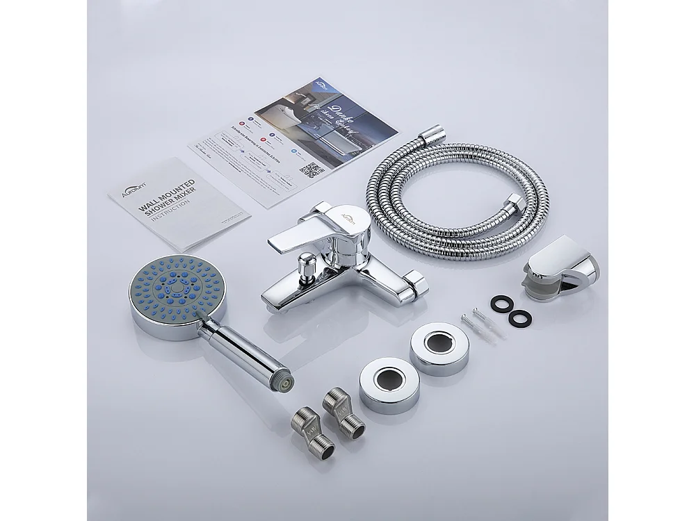 Badewannenarmatur Mischbatterie mit Handbrause Badewanne Dusche Wandmontage Badewannenmischbatterie Einhebel Chrom Badezimmer