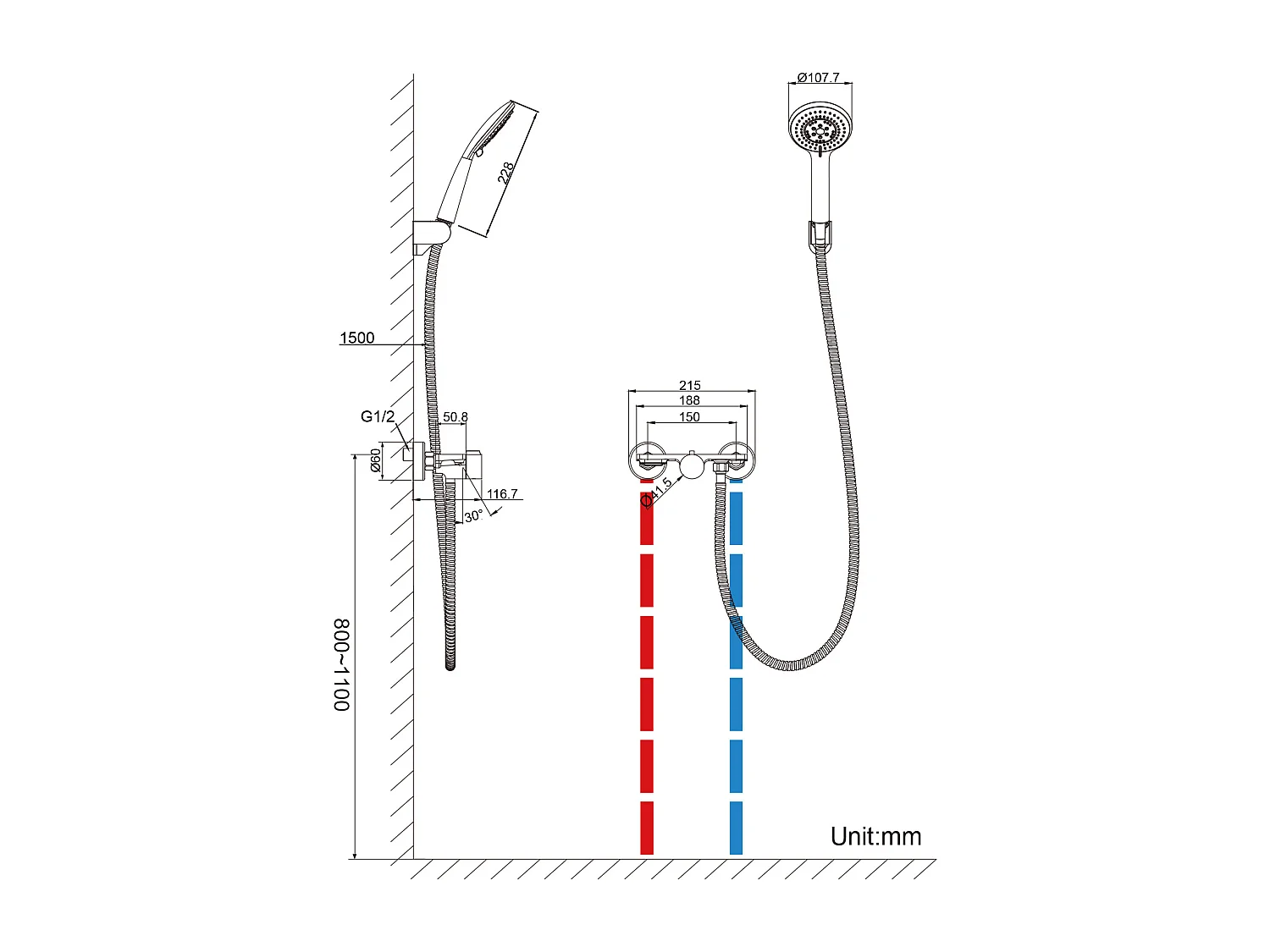 Grifo bañera Cascade AuraluM max,cromado,con ducha mano 5 funciones,mediculador latón+conjunto accesorios de baño de 6 piezas,inoxidable,cepillado