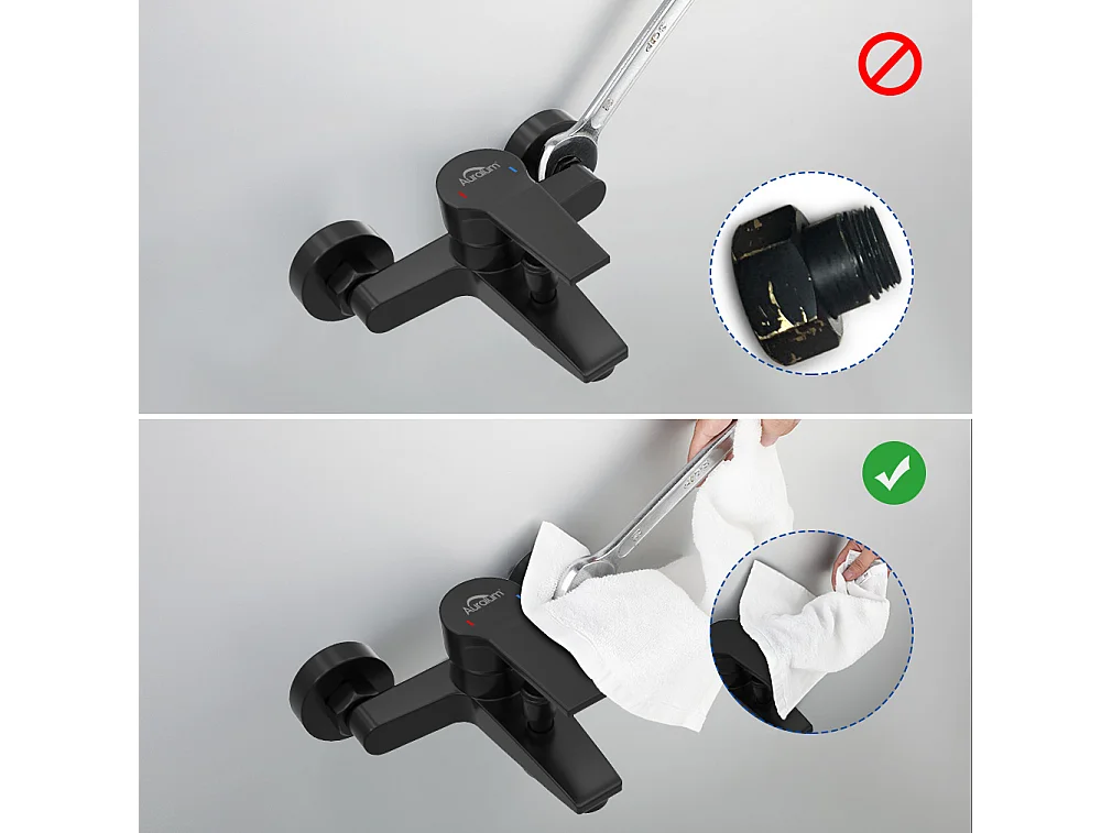 Badkraan met DouChette Zwart Wandmontage Voor Badkamer Handdouche 5 Modi