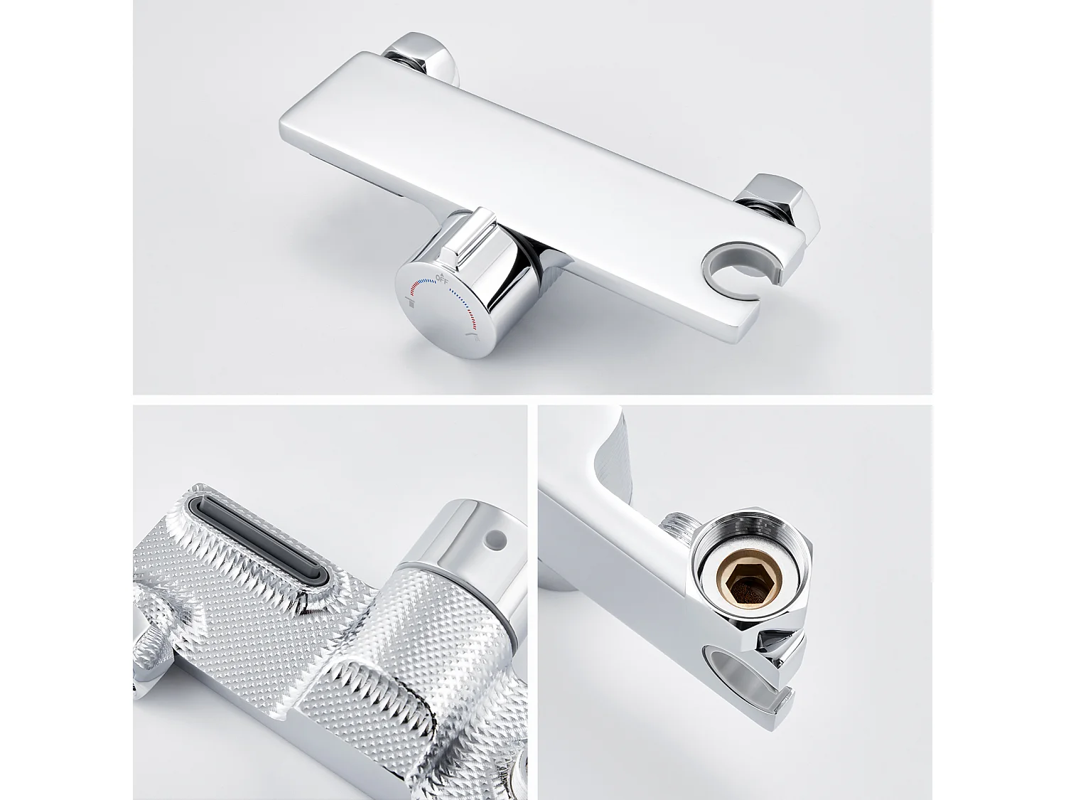 Auralum MAX Waterval Badkraan, Verchroomd, met Handdouche 5 Functie, Messing Mengkraan, Douchekraan Wandmontage met Warme En Koude Douche