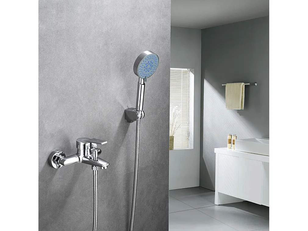 Badkraan met Handdouche Verchroomd Montage MUral Voor Badkamer Handdouche 5 Modi