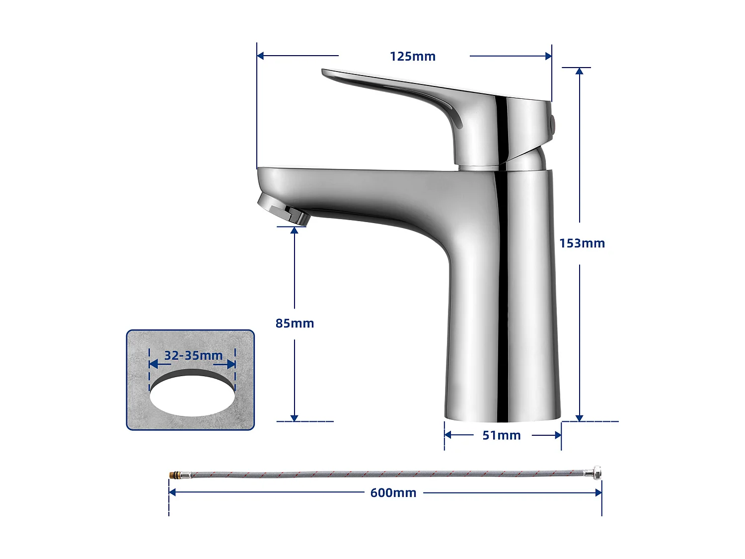 Cecipa max Mezclador de Lavabo Grifo Negro Grifo de Baño de Acero Inoxidable, Modelo UE