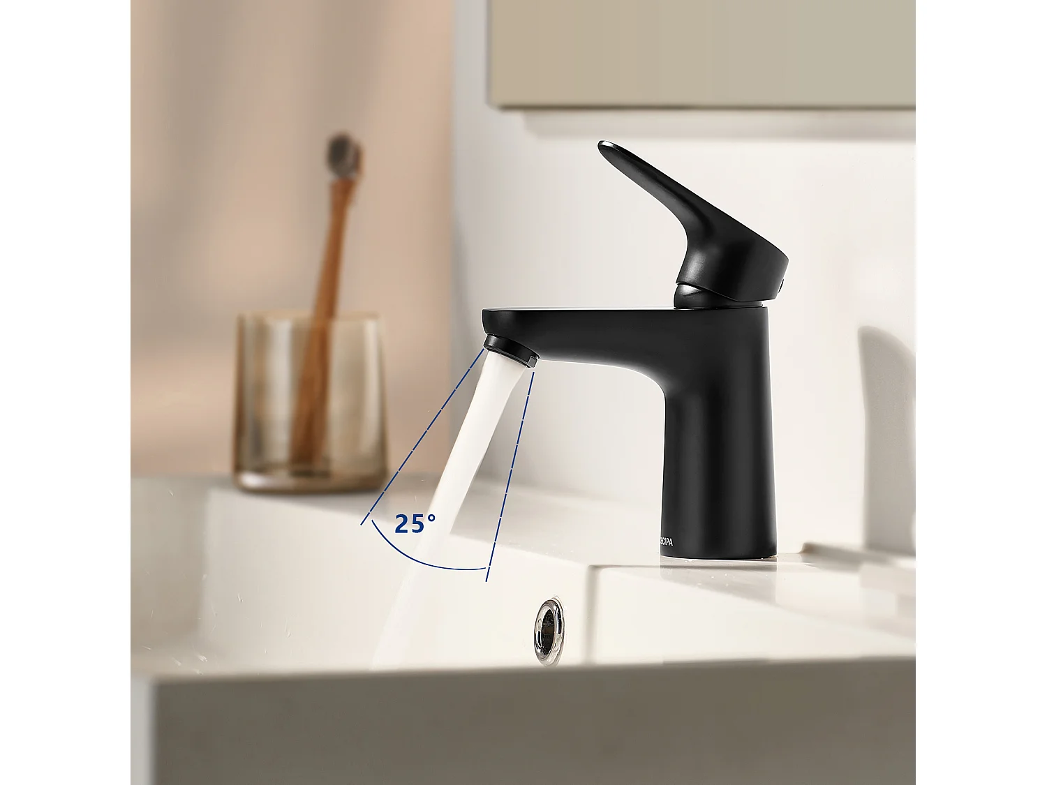 Cecipa max Mezclador de Lavabo Grifo Negro Grifo de Baño de Acero Inoxidable, Modelo UE