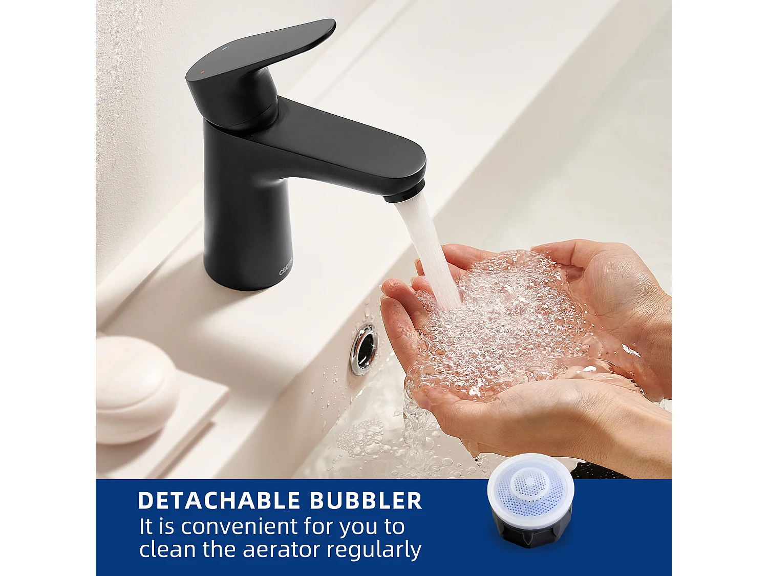 Cecipa max Mitigeur de lavabo  Robinet noir Robinet de salle de bain en acier inoxydable,EU Modèle