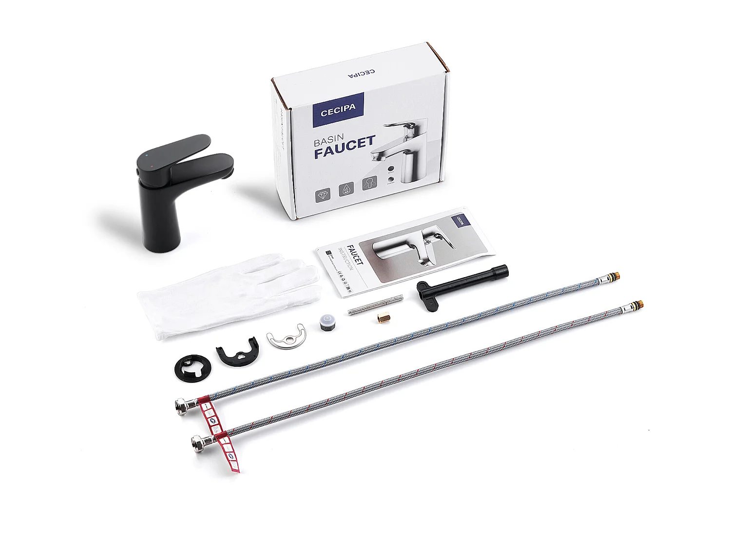 Cecipa max Mitigeur de lavabo  Robinet noir Robinet de salle de bain en acier inoxydable,EU Modèle