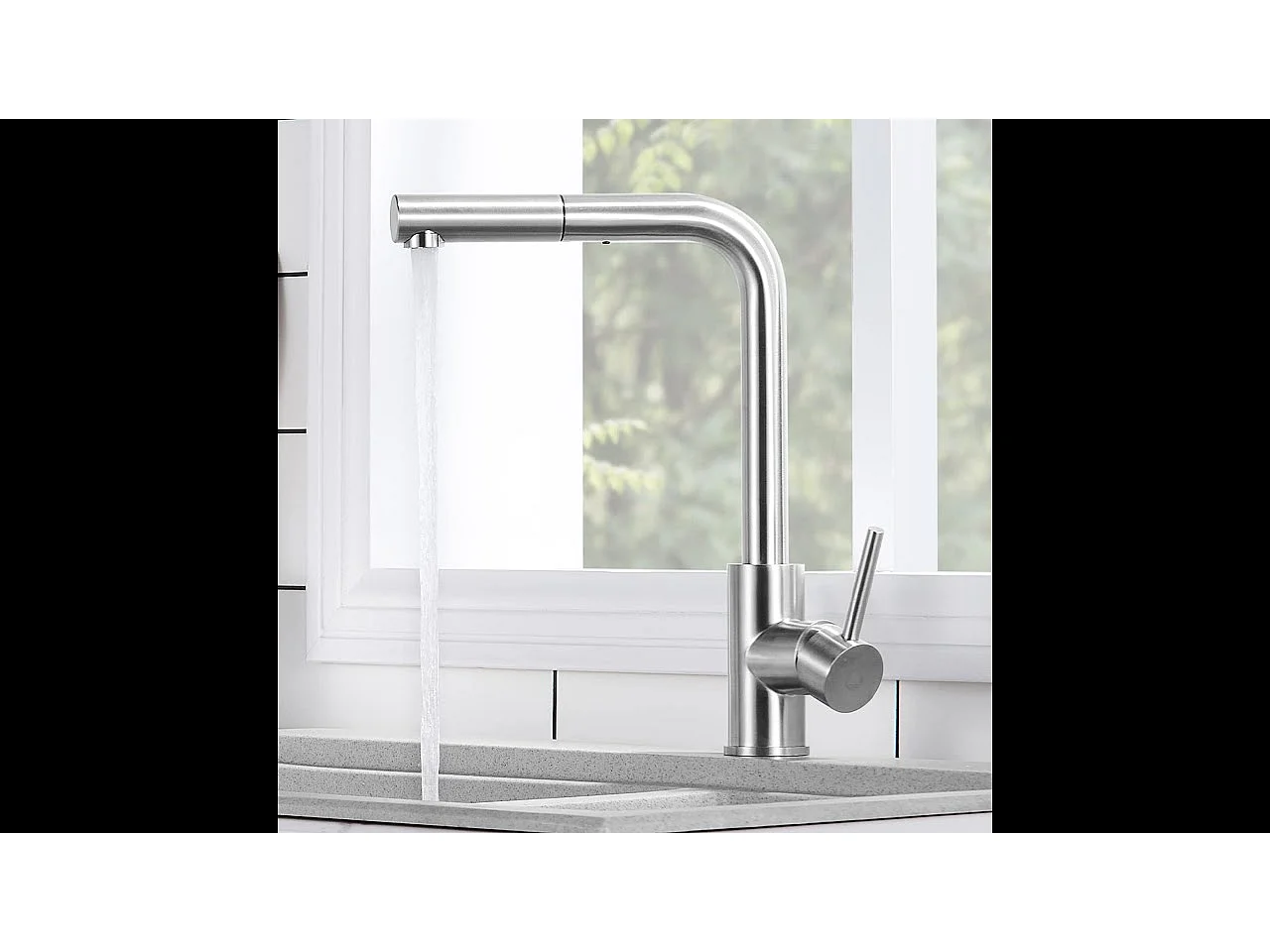 Cecipa max Mitigeur Cuisine Brossé Douchette Robinet Douchette d'évier Extractible Mitigeur Evier Bec Haut Pivotant à 360° Acier Inox,EU Modèle