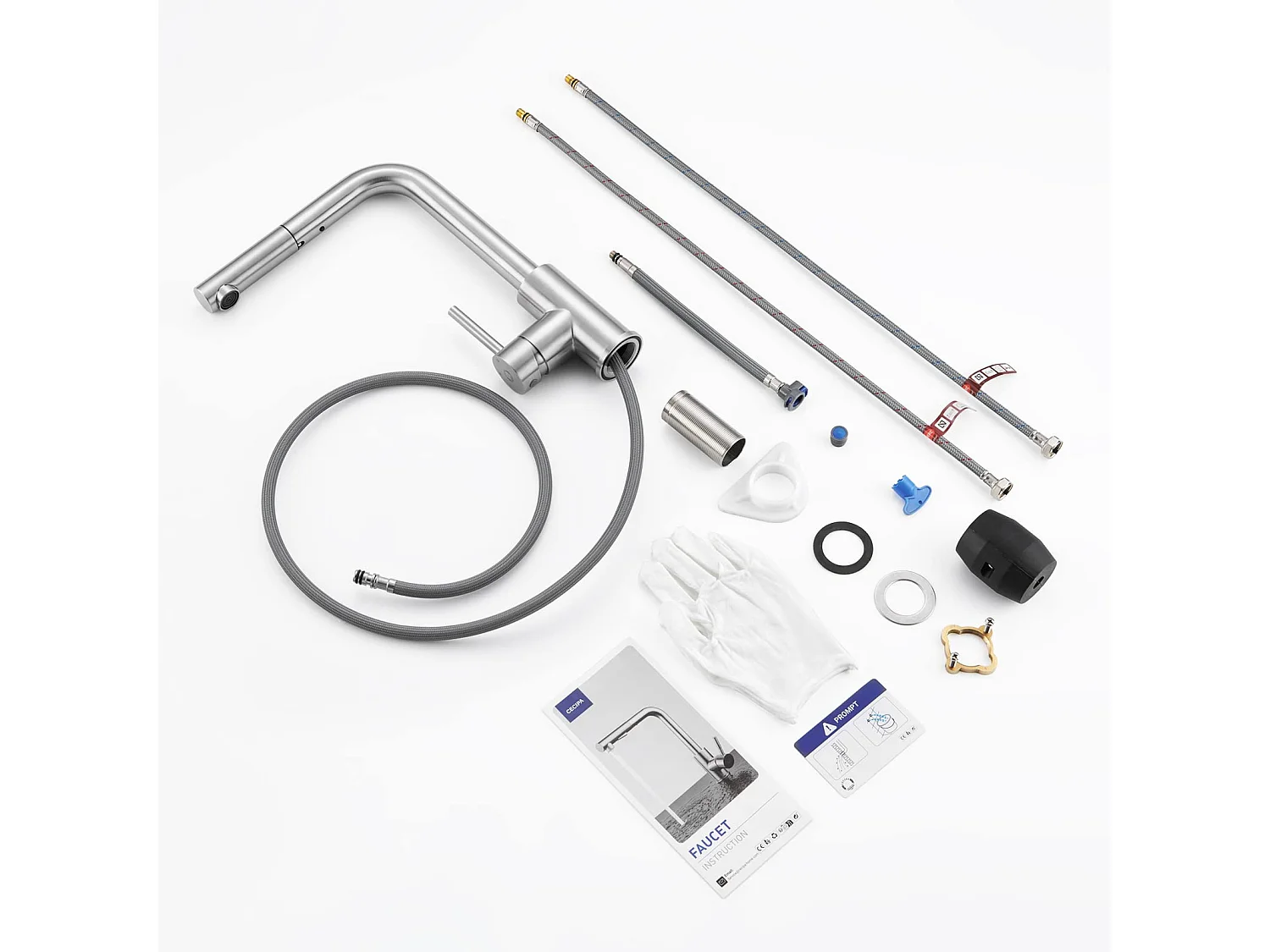 Cecipa max Mitigeur Cuisine Brossé Douchette Robinet Douchette d'évier Extractible Mitigeur Evier Bec Haut Pivotant à 360° Acier Inox,EU Modèle