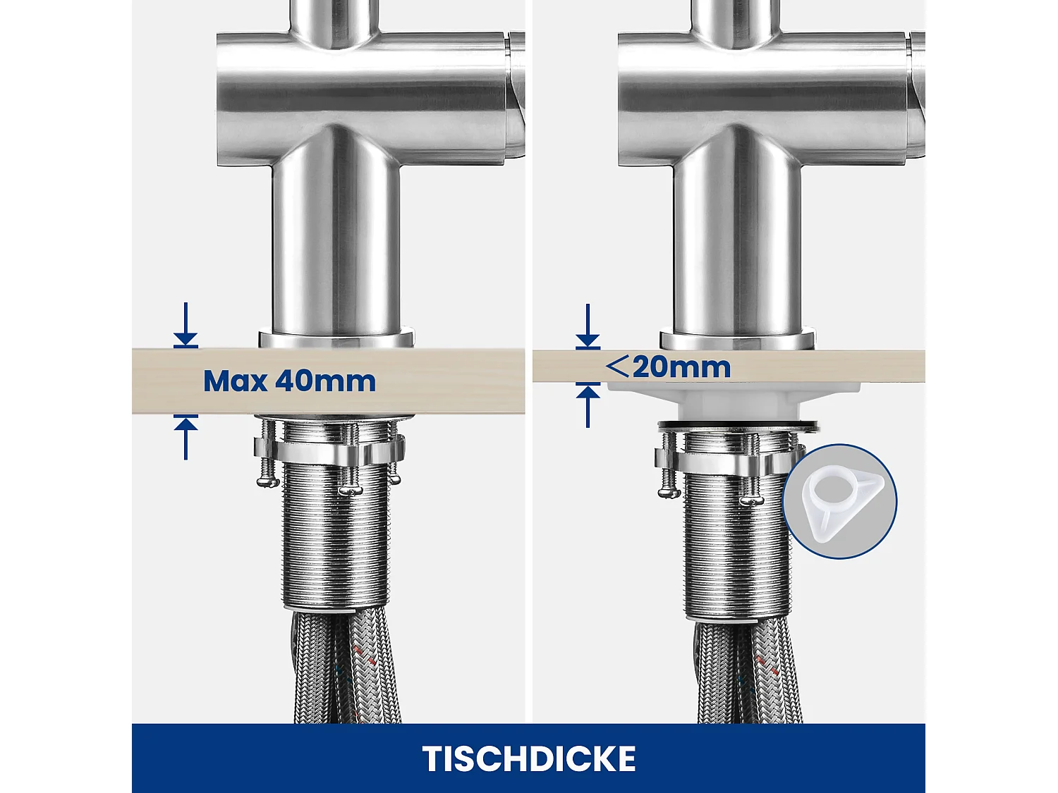 Cecipa max Küchenmischbatterie mit ausziehbarer Brause - Küchenarmatur aus gebürstetem Edelstahl - Spültischarmatur mit 2 Wasserstrahlarten, EU-Modell