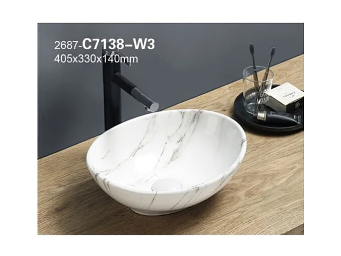 Aufsatzwaschbecken aus Keramik PATI in Mamoroptik