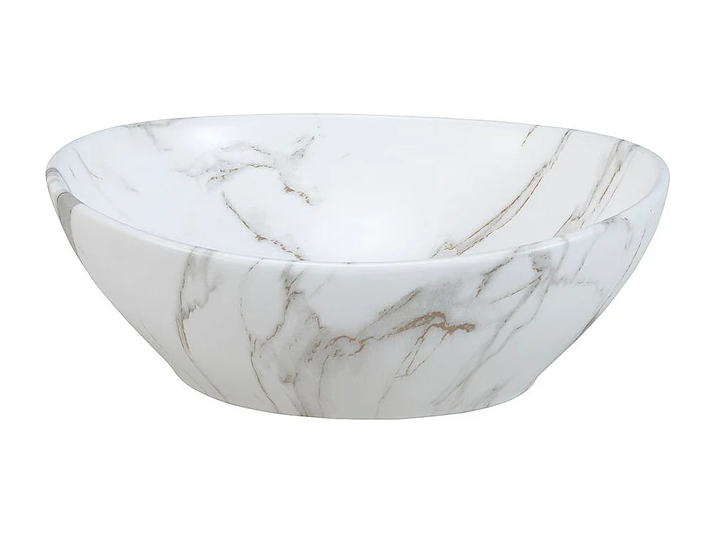 Vasque à poser ovale en céramique PAT finition marbre blanc 41 x 33 cm