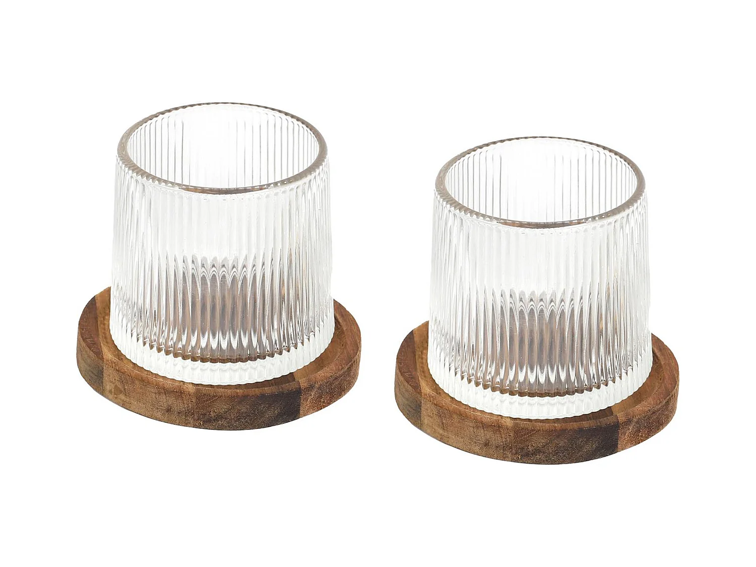 Lot de 2 verres à whisky collection CASK et leur support en acacia