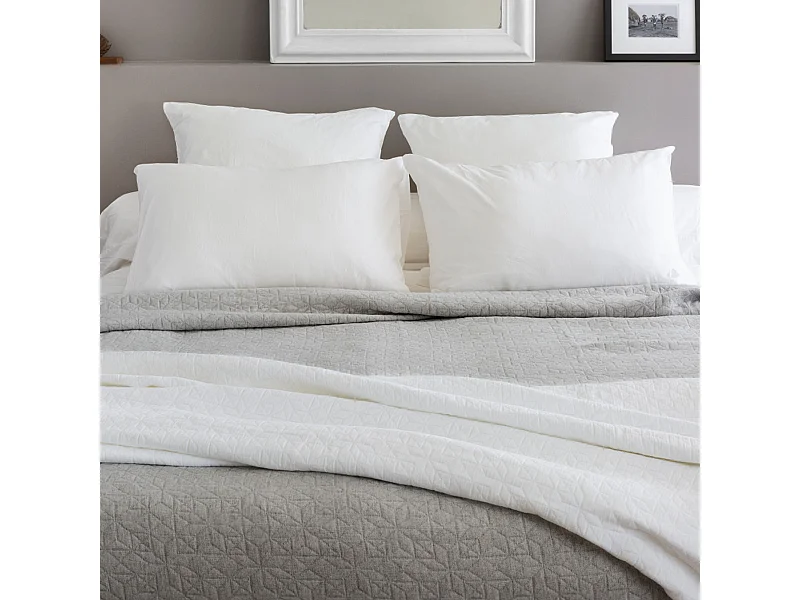 Dessus de lit Jacquard 180x250 cm GUETHARY coton écru ficelle