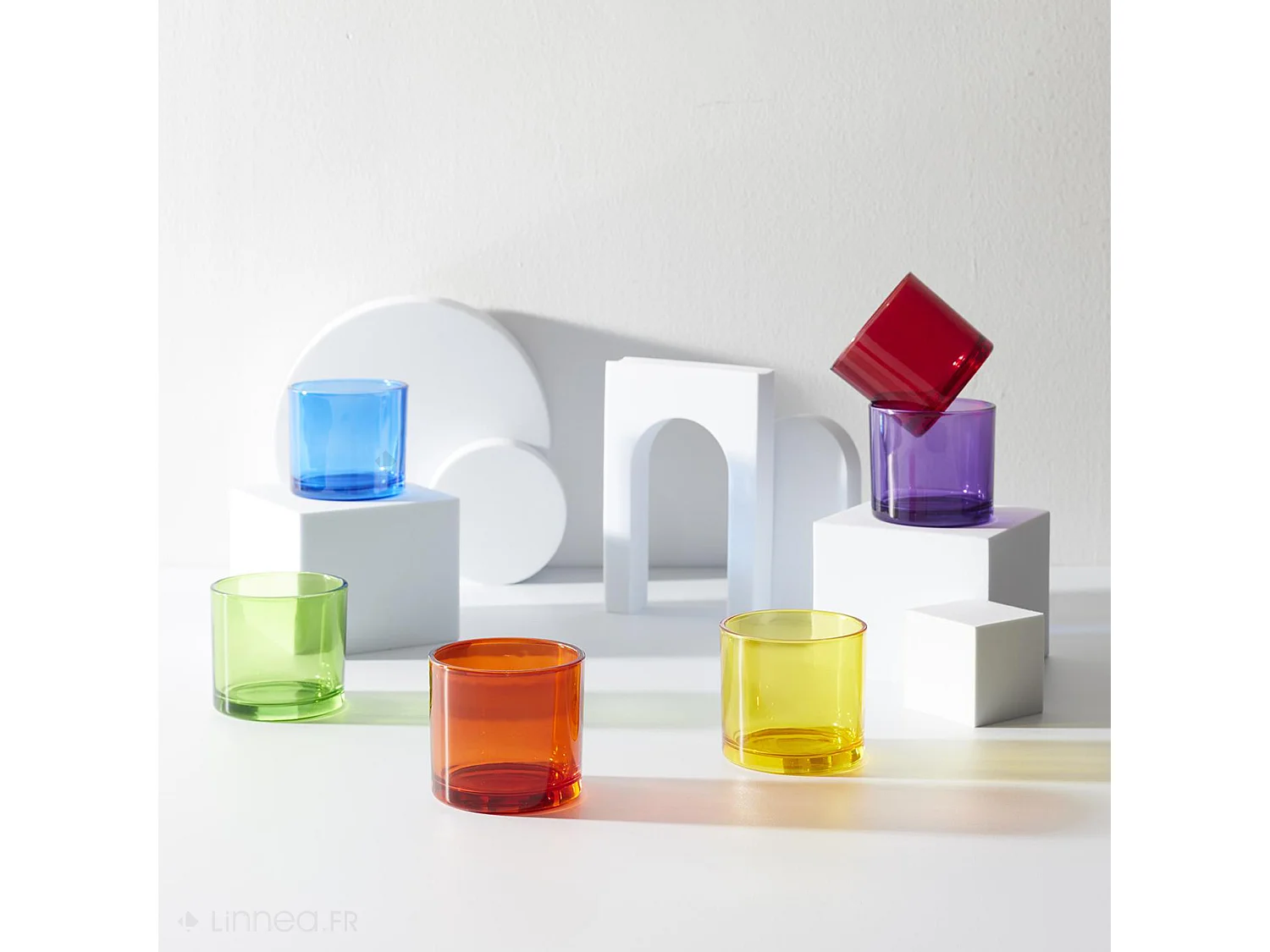 Lot de 6 verres à eau colorés 16cl collection NUANCE multicolore