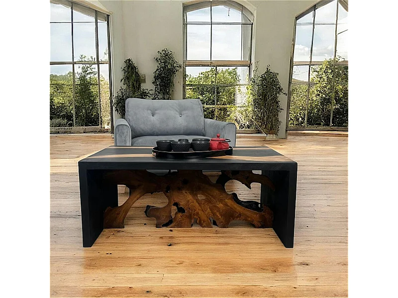 Table de salon racine noire et naturelle ARIZONA