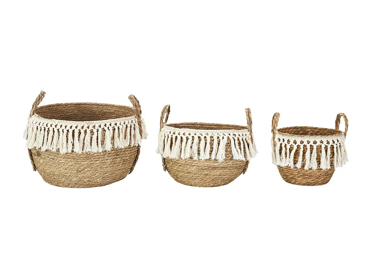 Lot de 3 paniers de rangement tressés 33x28x33 cm collection ADELAIDE marron et blanc